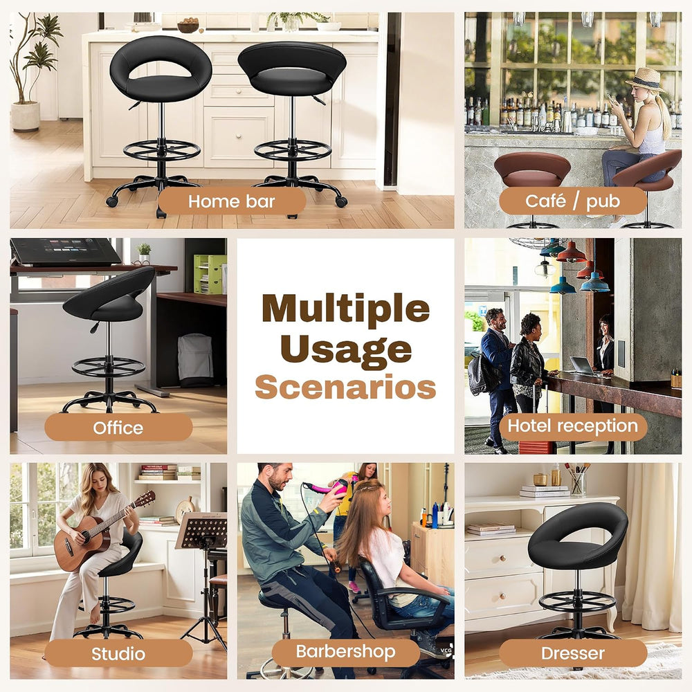 BESTFAIR Office Drafting Chair, Counter Height Barstools with Back Support