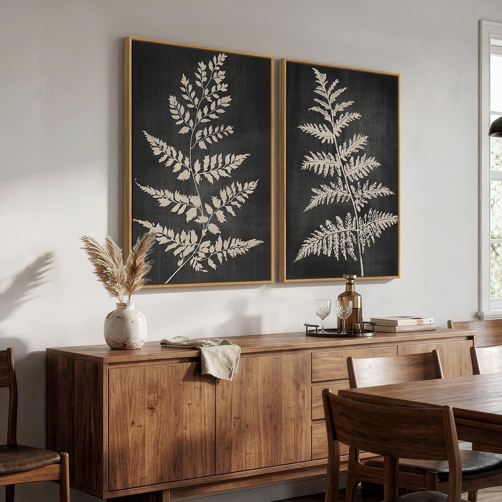 Large Framed Rustic Vintage Botanical Wall Art for Living Room, 24x36 Inch