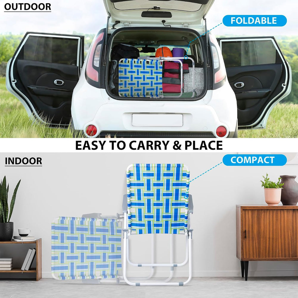 ZENY Beach Chairs, Patio Folding Lawn Chairs Outdoor Webbed Folding Chairs