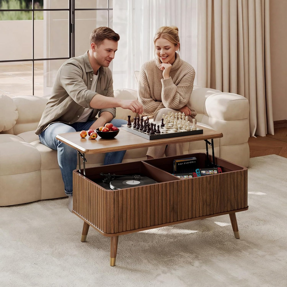 JOINICE 38" Lift Top Coffee Table with Storage for Living Room,Walnut