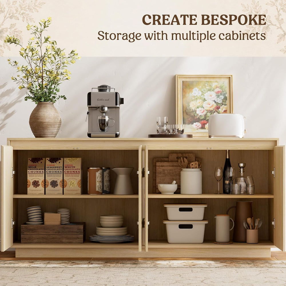 Lulive 63" Fluted Buffet Cabinet Sideboard with Storage Credenza 4 Doors...
