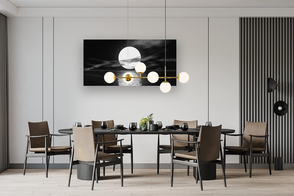 Cao Gen Decor Art S06450 Wall Art Canvas Sea White Full Moon in Night Picture...