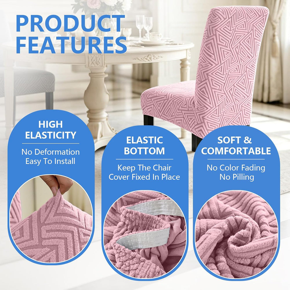 Stretch Spandex Chair Covers for Dining Chairs Set of 6, Pink