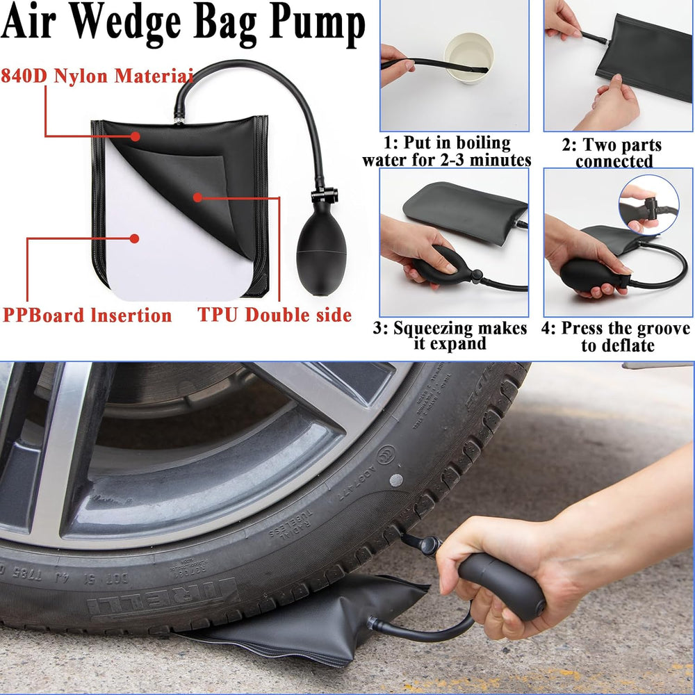 Car Emergency Roadside Kit with Scissor Jack, Air Compressor, Jumper Cables, ...