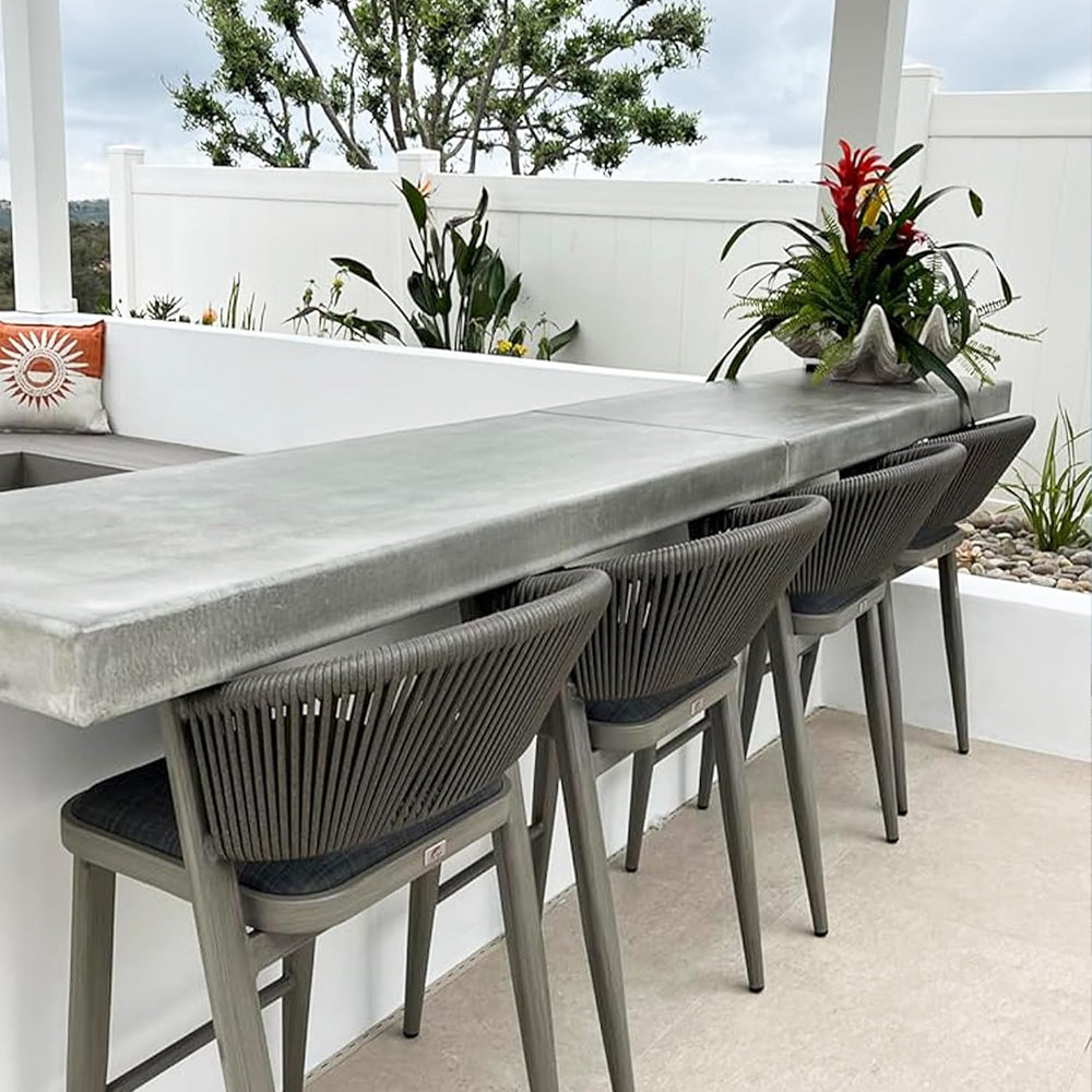 PURPLE LEAF Counter Height Bar Stool Set of 4 Gray Wood Grain Barstool
