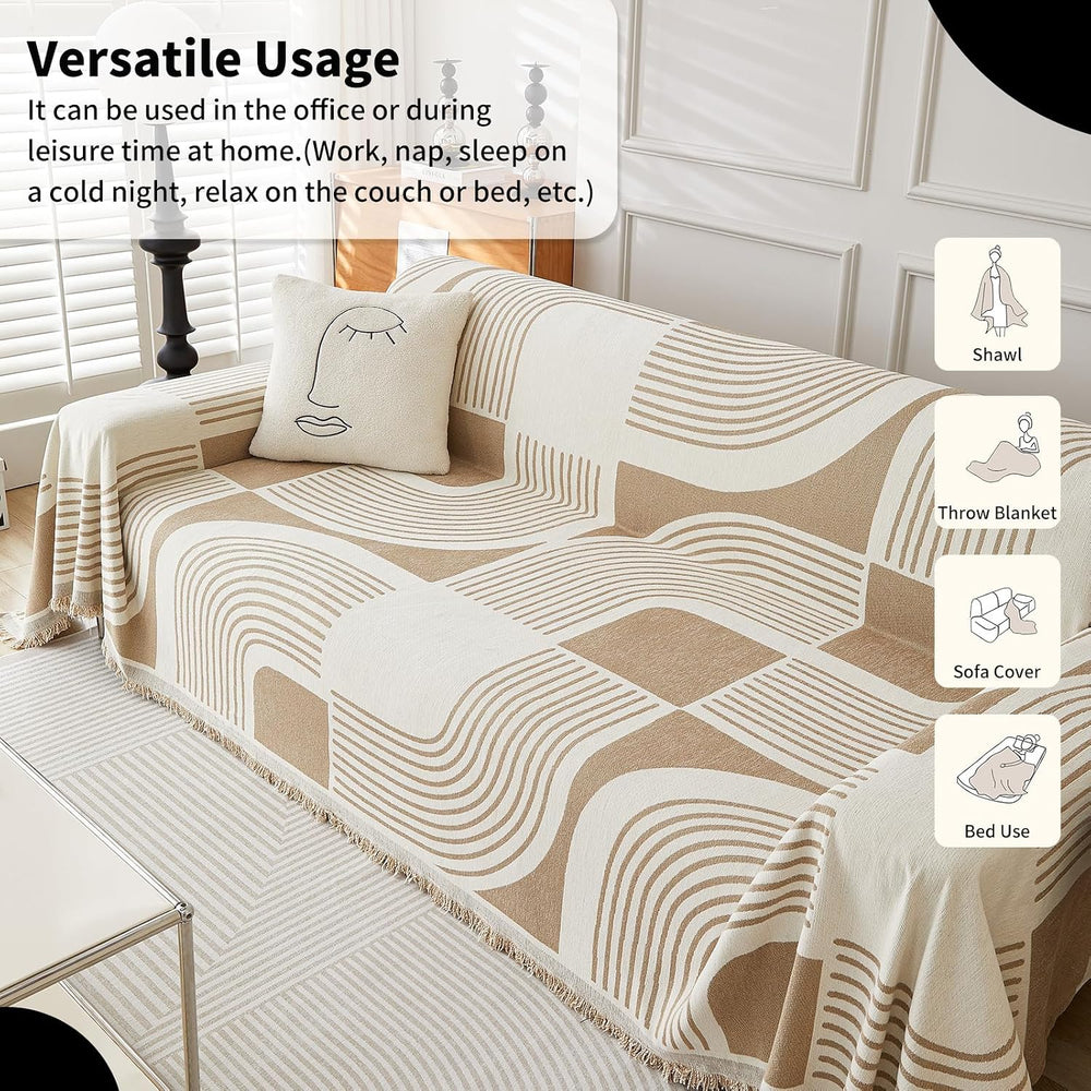 WEYOND Boho Couch Cover, Chenille Sofa Covers Washable, 71" x 91", ...
