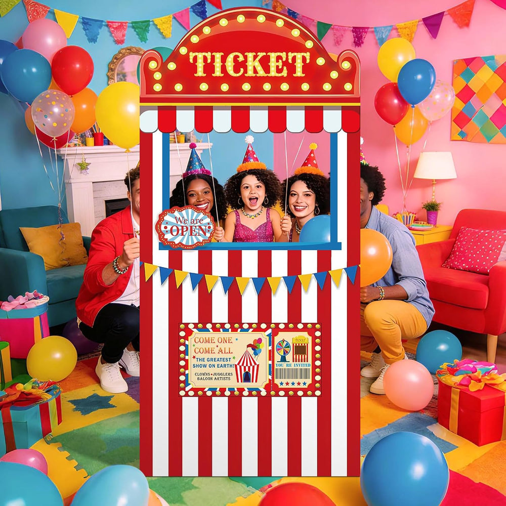 5.6Ft Carnival Ticket Booth Photo Prop Standup Halloween Decorations