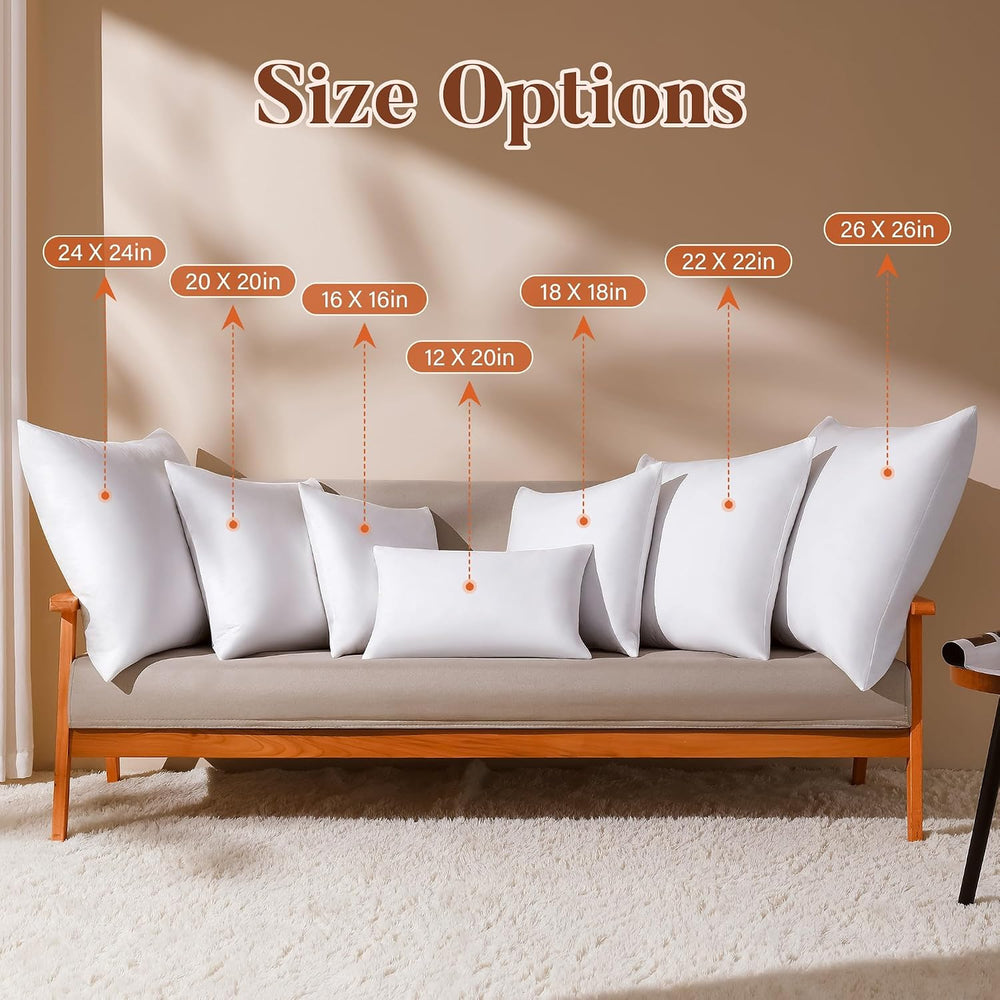 DOWNSTORIA 18x18 Feather Down Pillow Inserts Set of 2, 100% Cotton Cover