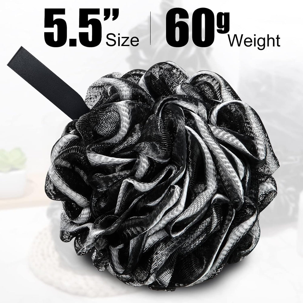 Shellwei 32 Pcs Loofahs Bulk 60g Mesh Bath Sponge Scrubber, Black White