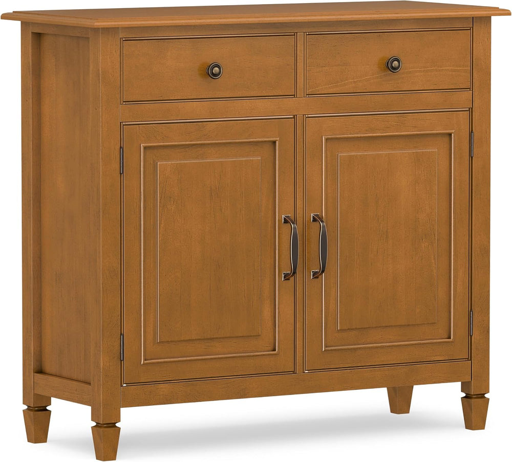 SIMPLIHOME Connaught 40" Solid Wood Cabinet in Light Golden Brown