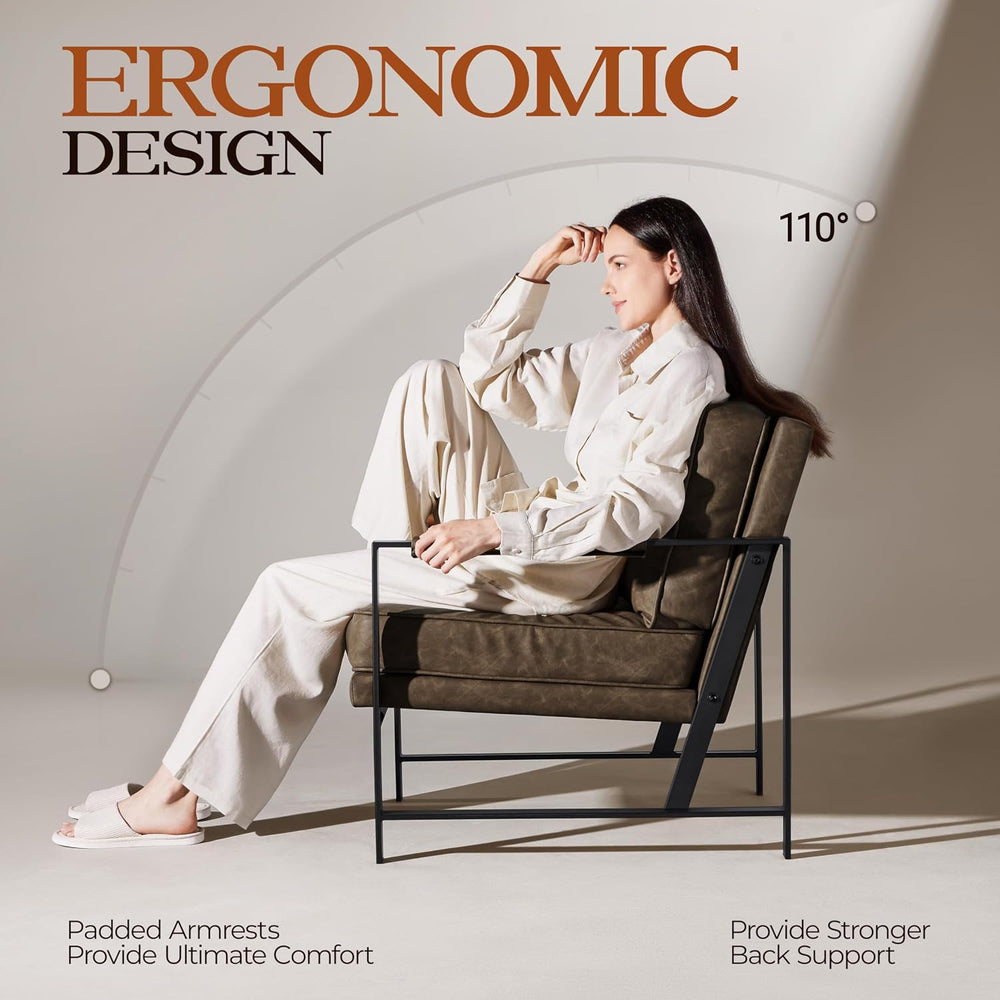 Yaheetech Mid-Century Accent Chair, Modern Armchair, Brown