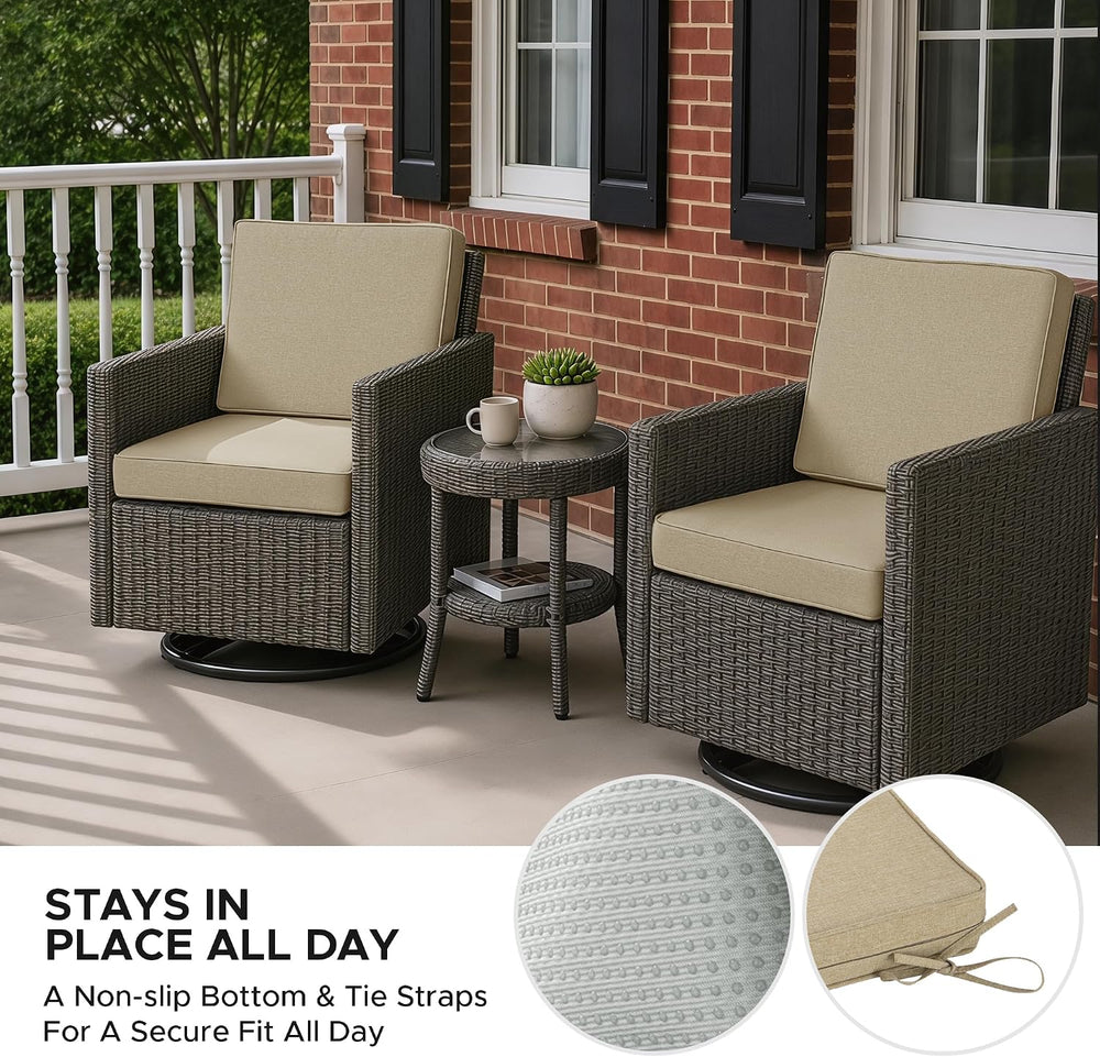 Outdoor Chair Cushions Set of 2, Water-Resistant & Fade-Resistant, Patio ...