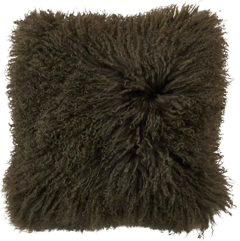 SARO LIFESTYLE Mongolian Lamb Fur Throw Pillow - Plush Textured Throw Pillow ...