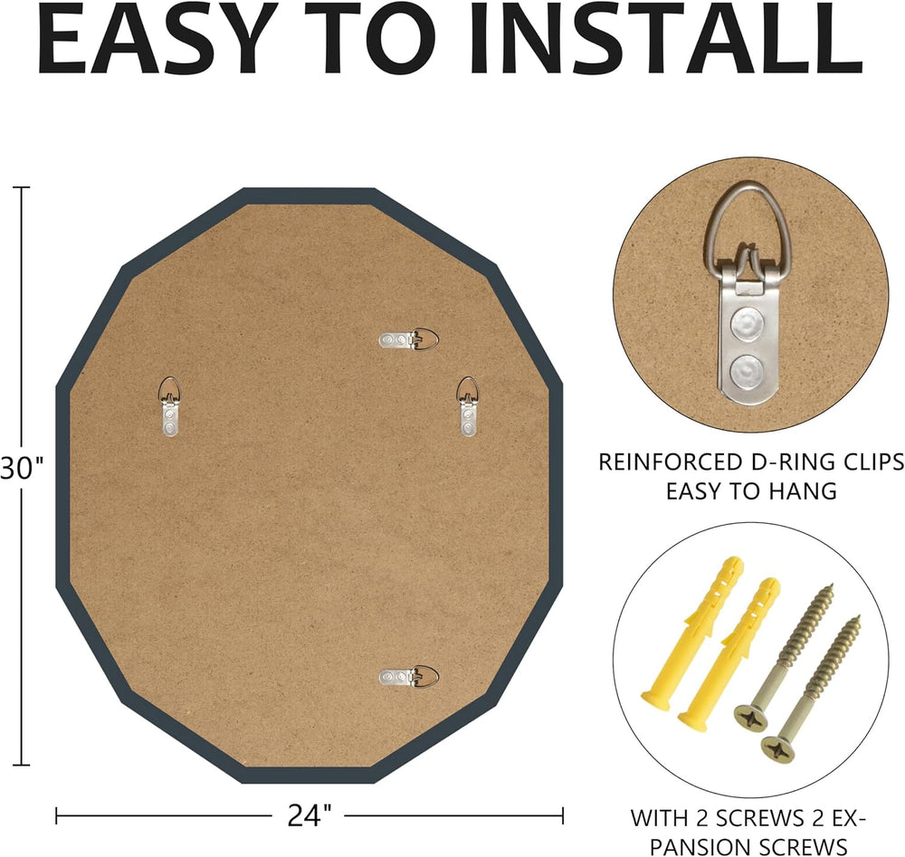 24x30 Inch Bathroom Mirrors for Over Sink, Round Frameless Mirrors for Wall
