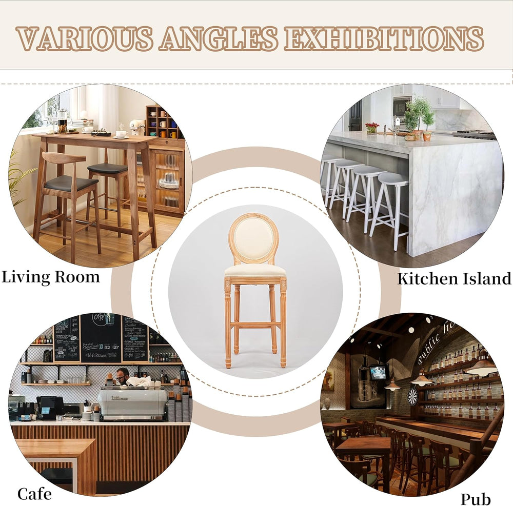 French Country Bar Stools, 30" Farmhouse Counter Height Chairs
