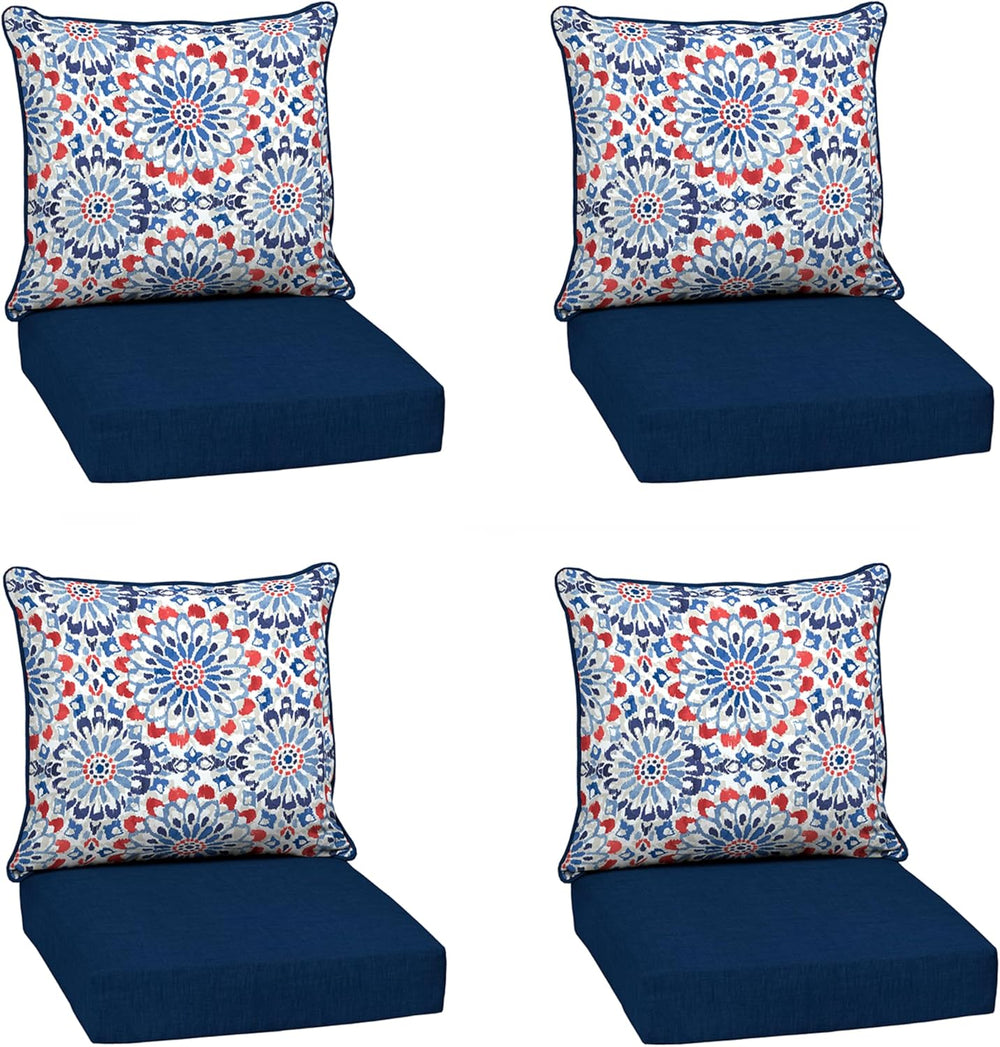 Arden Outdoor Deep Seat Cushion Set, 4-Pack, 24x24, Clark Blue