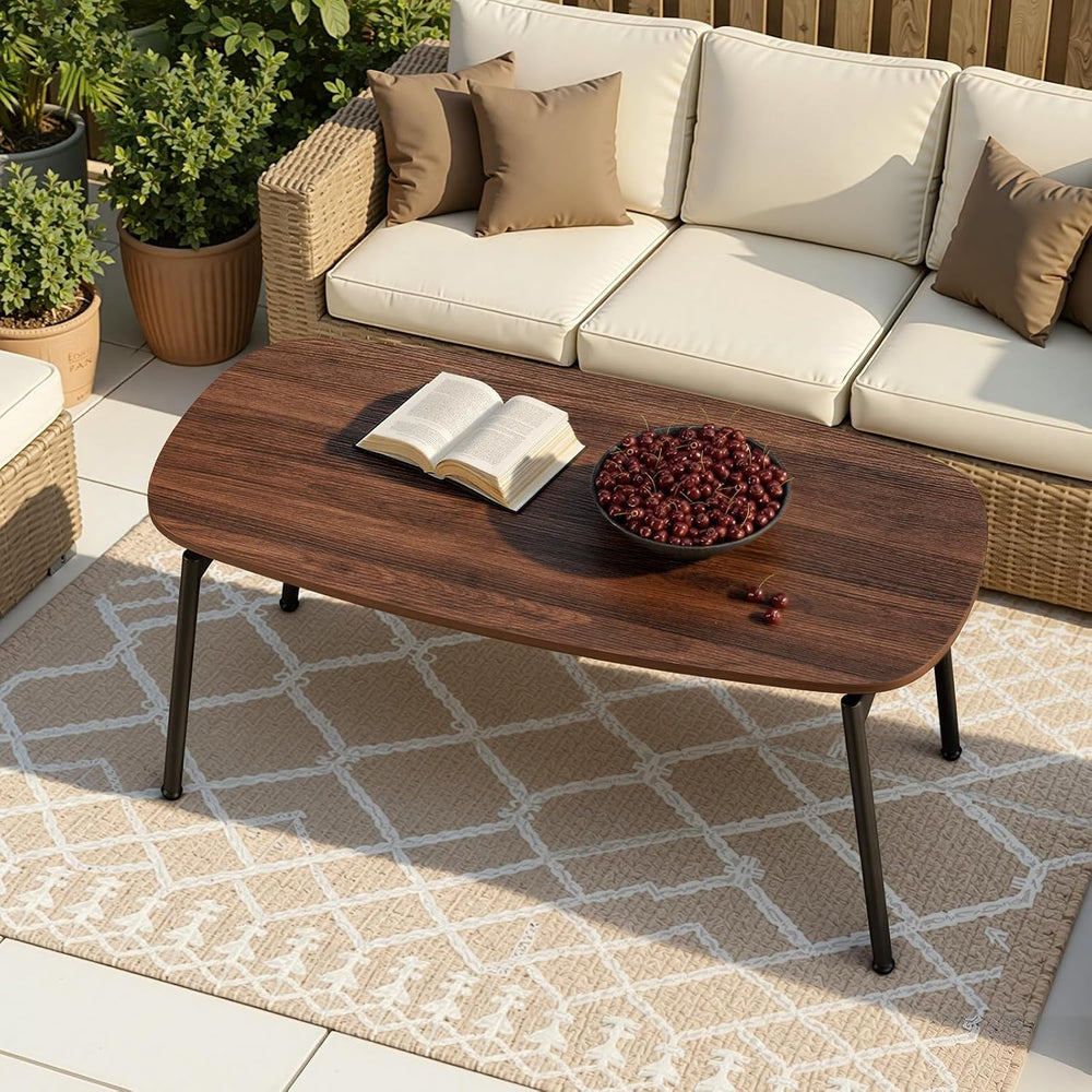 VINGLI 31.5" Folding Coffee Table Small, No Assembly Needed, Walnut