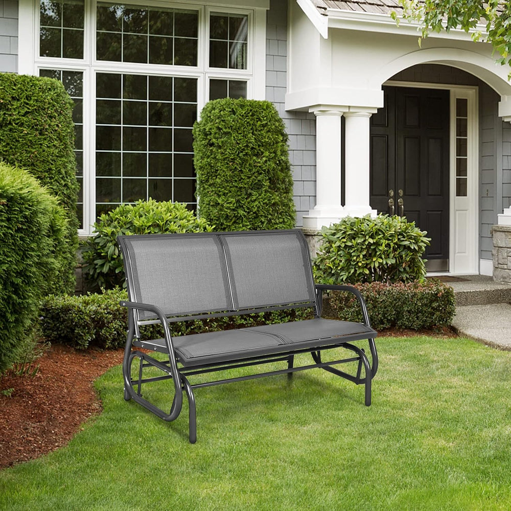 Tangkula 2 Person Patio Glider, Outdoor Swing Bench, Rocker Glider Loveseat C...