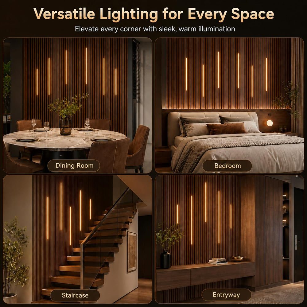 LED Recessed Lighting Kit, 6 Pack Black Self-Adhesive Light Bars