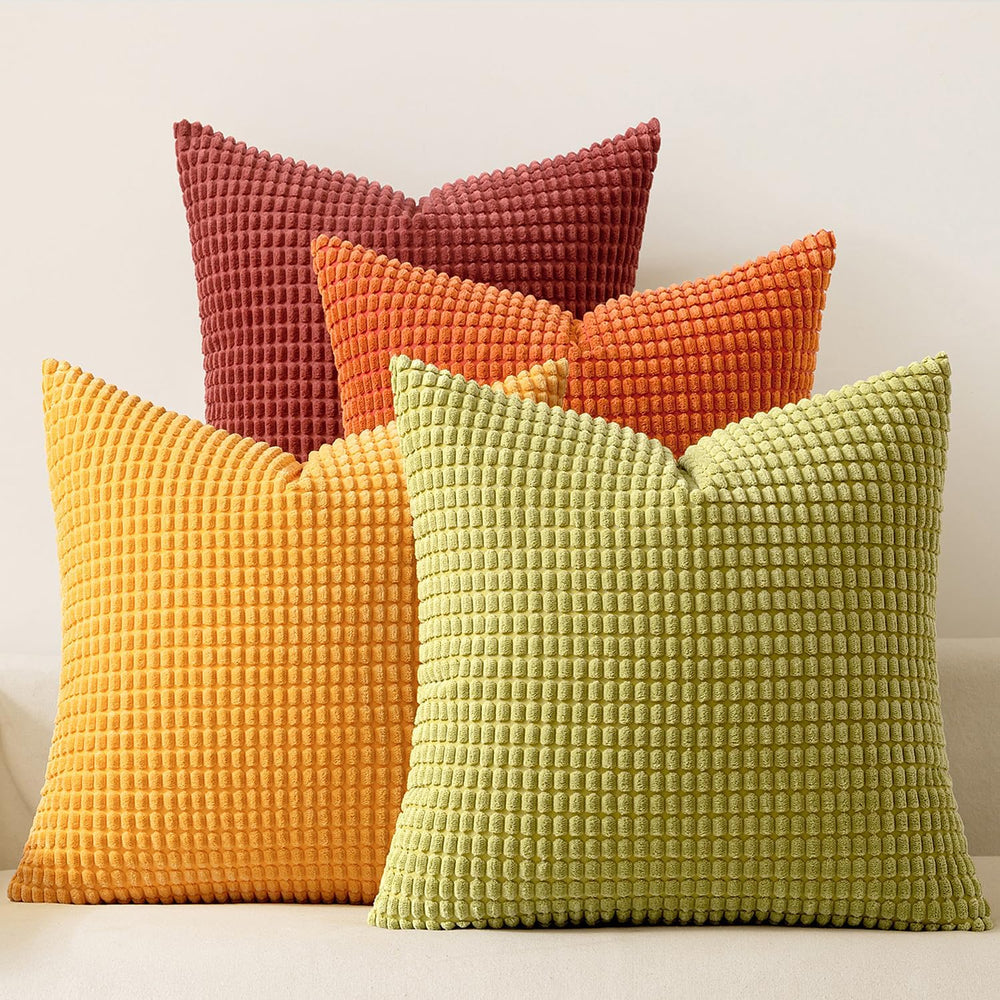 MIULEE Fall Decorative Pillow Covers 20x20 Inch Set of 4 Yellow Orange