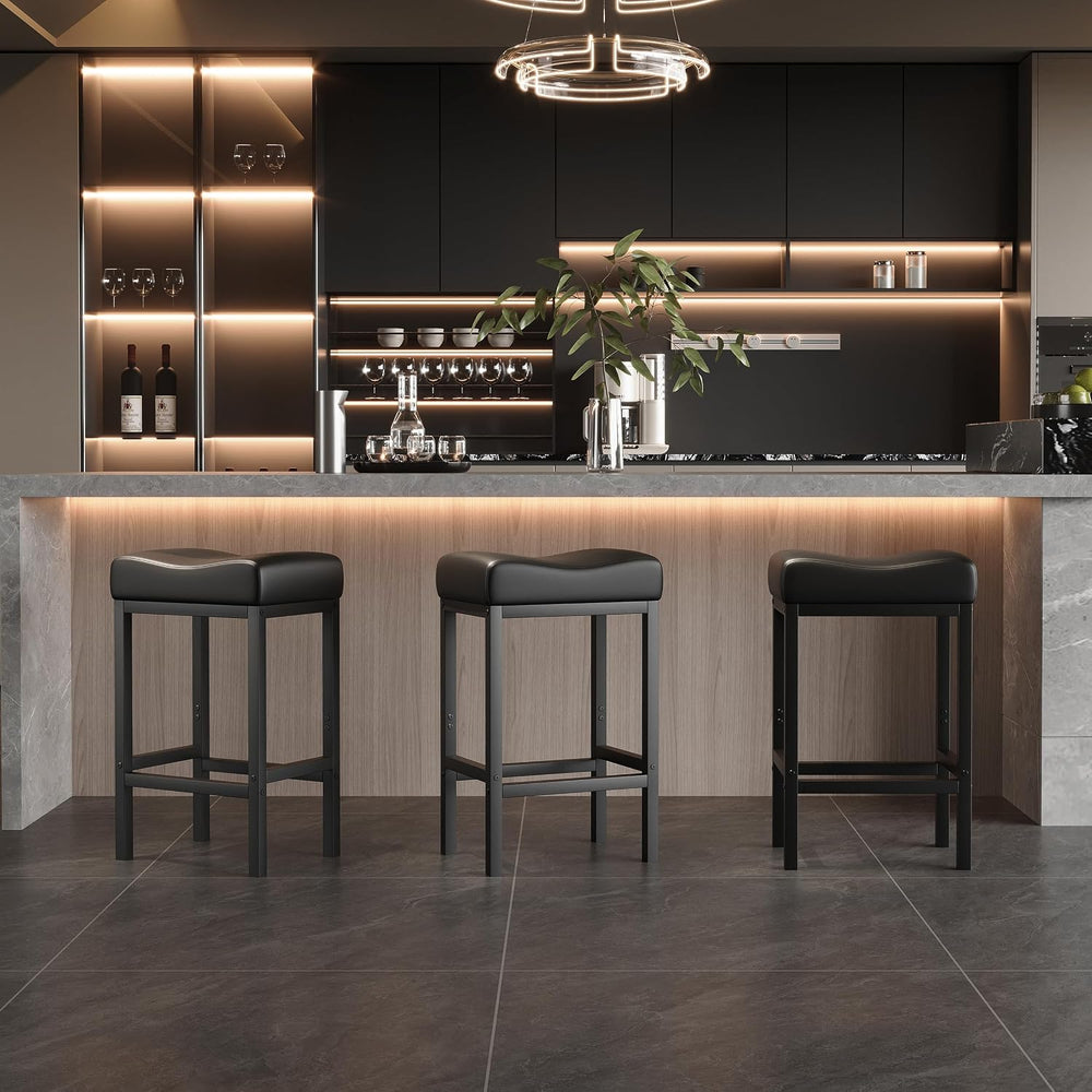 Monhey 24 Inch Bar Stools Set of 2 - Counter Height Bar Stools with Soft Leat...
