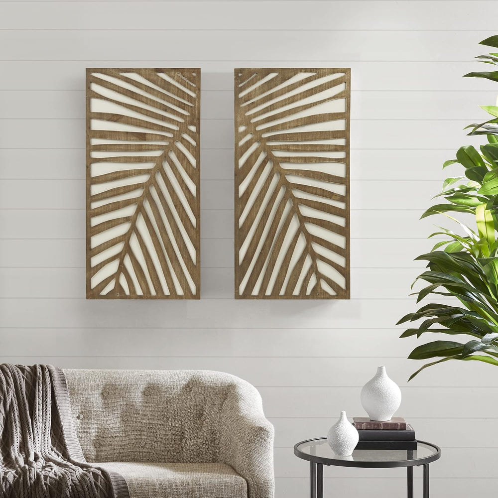 Madison Park Wall Décor for Living Room - Birch Palms Botanical Two-Tone, Hom...