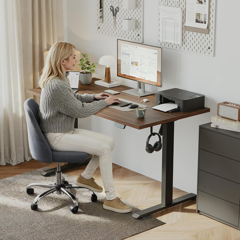 Klicelor 48 x 24" Electric Standing Desk, Height Adjustable, Dark Walnut