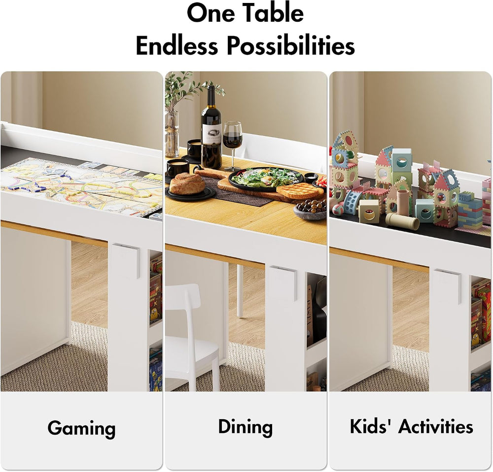Board Game Table w/ Removable Top, 2-in-1 Dining and Gaming Table for 4–6