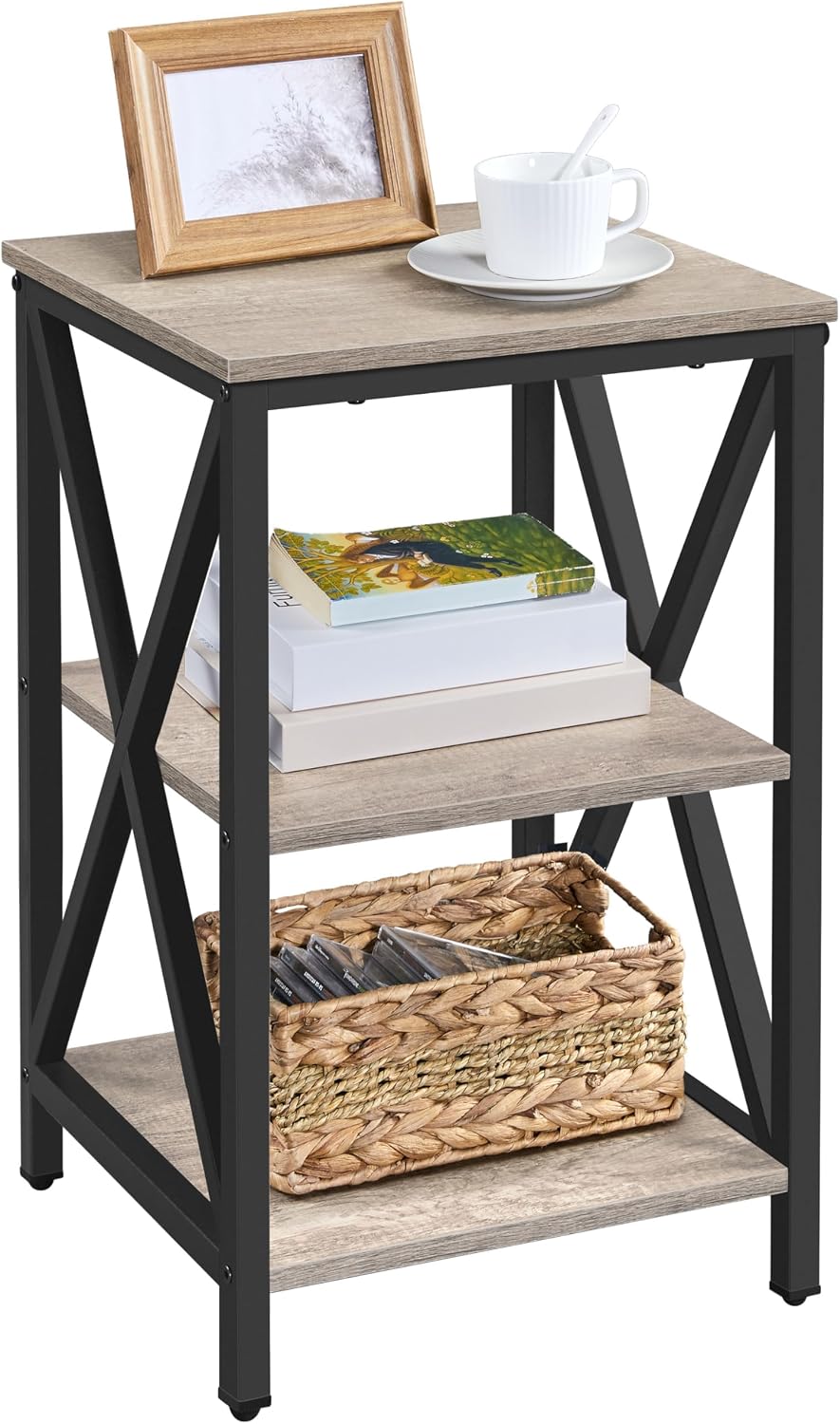 Yaheetech 16-Inch Small End Table, 3-Tier Side Table for Living Room, Gray