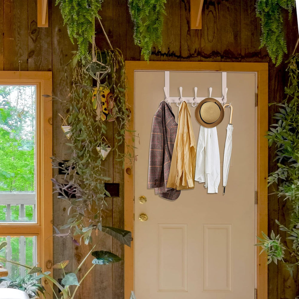 WEBI Over The Door Hook Door Hanger Hook Rack with 5 Tri Hooks for Hanging Co...