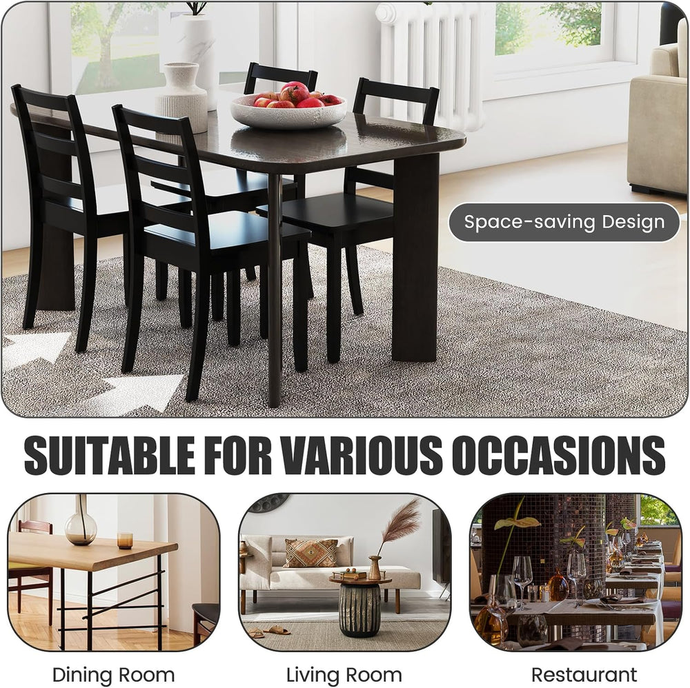 COSTWAY Dining Chairs Set of 4, Mid-Century Modern Wooden Chairs, Black