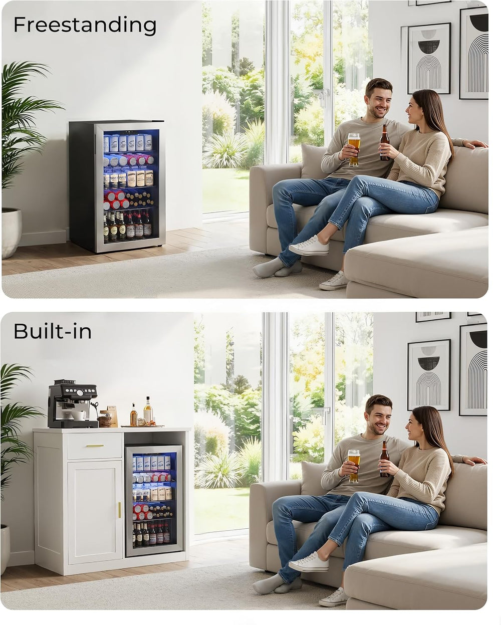 Mini Fridge Cabinet, Coffee Bar Cabinet with Fridge Space (Not Included)