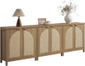 SICOTAS 102" Rattan Sideboard Buffet Cabinet with Storage Credenza Set of 3