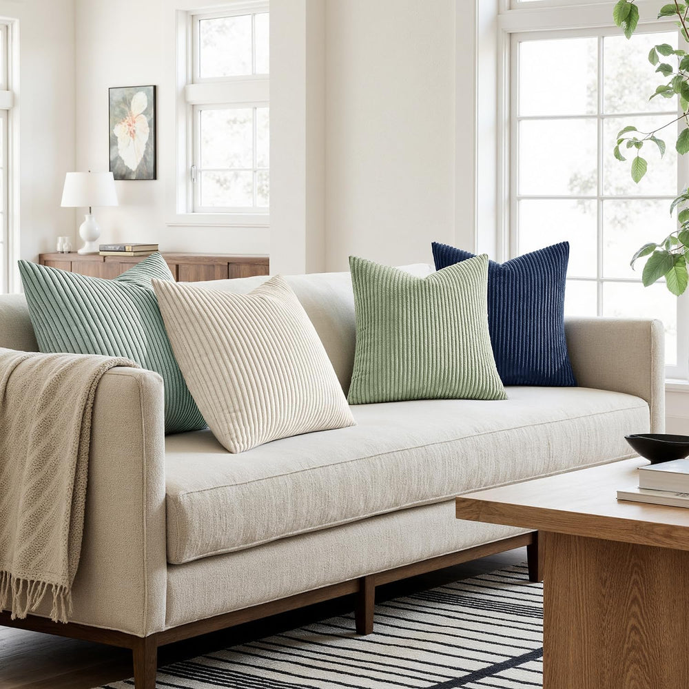 MIULEE Soft Corduroy Decorative Throw Pillow Covers Muted Teal 18x18