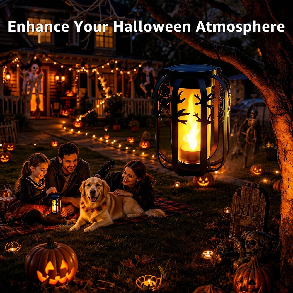Halloween Solar Lanterns Outdoor 2Packs 4 Lighting Modes USB-C Rechargeable