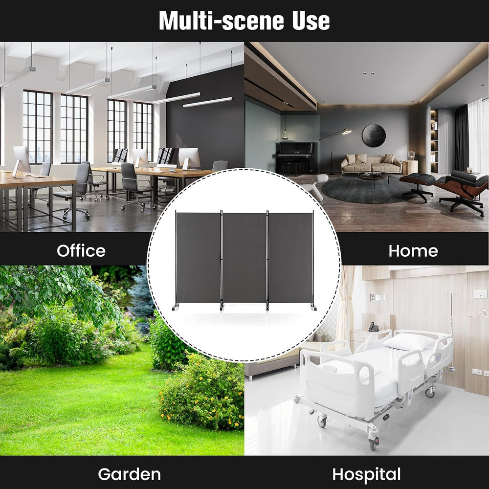 LDAILY 3 Panels Folding Privacy Screen, 6FT Rolling Room Divider