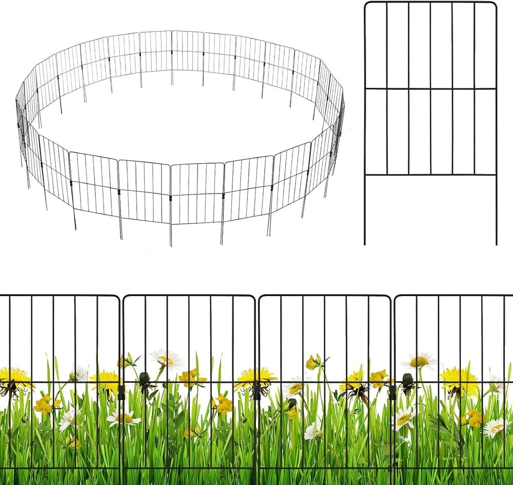 GIANTEX 25 Panels Decorative Metal Garden Fence, 27 FT, No Dig