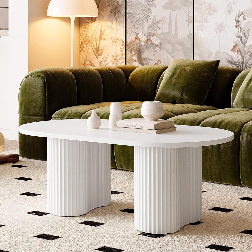 Tribesigns Oval Coffee Table, 47" Modern Center Table, White
