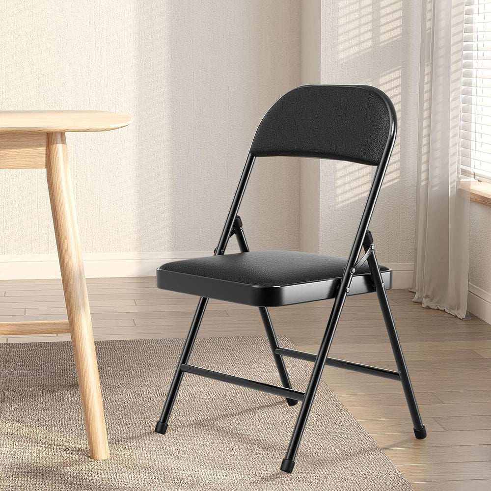 Nazhura 8 Pack Folding Chairs with Padded Vinyl Cushion Chairs with Comfortab...