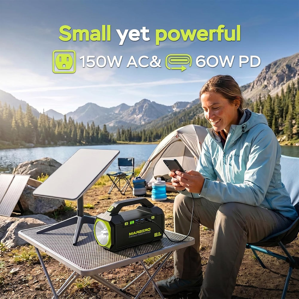 MARBERO Portable Power Station with AC Outlet 100W Solar Generator 88.8Wh