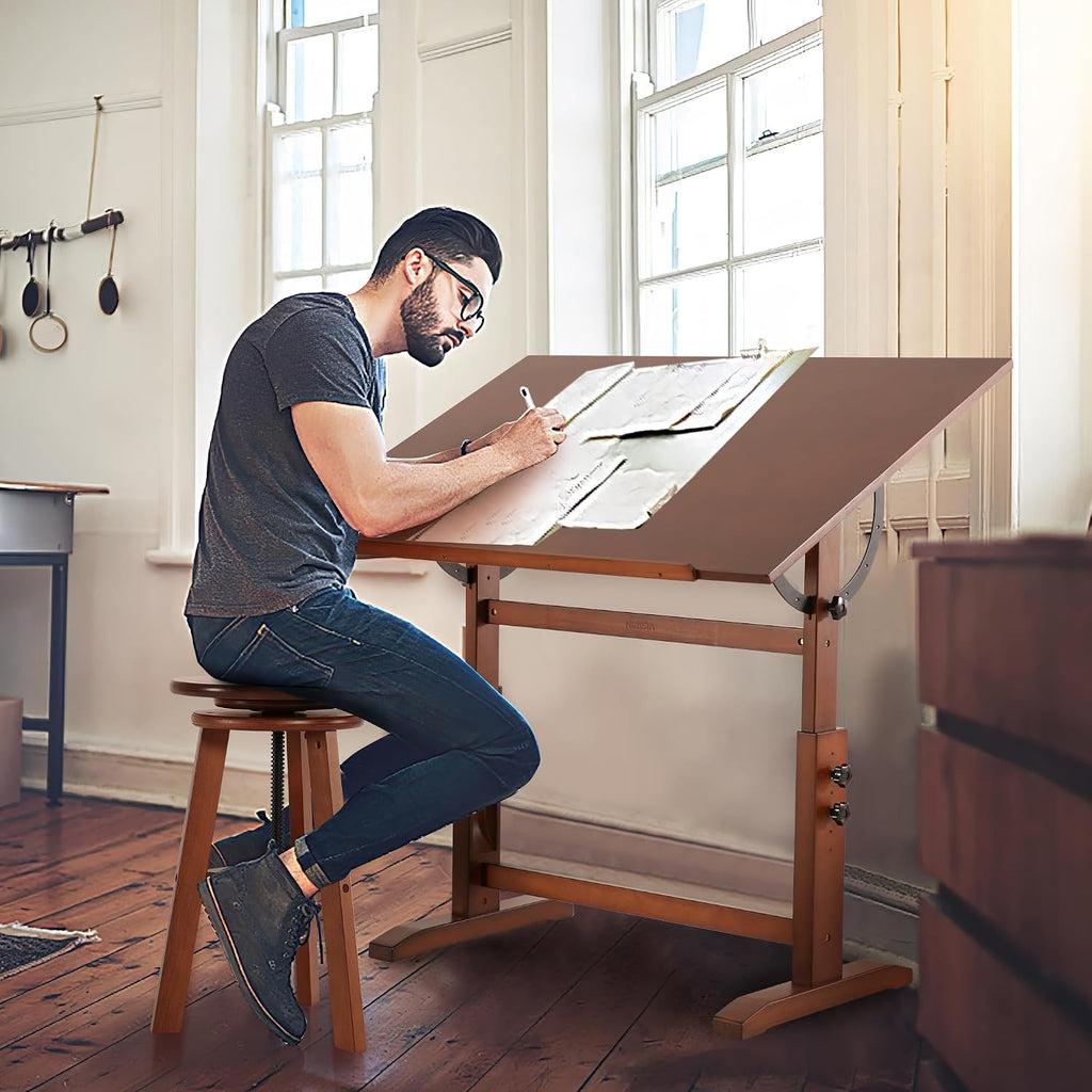 viswin wood drafting table for adults, 30" x shown in use