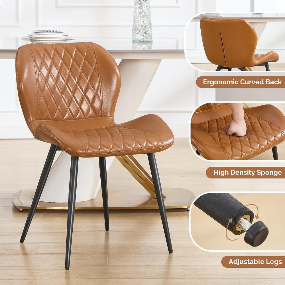 Dining Chairs Set of 2,Faux Leather Modern Dining Chairs with Thick Cushions,...