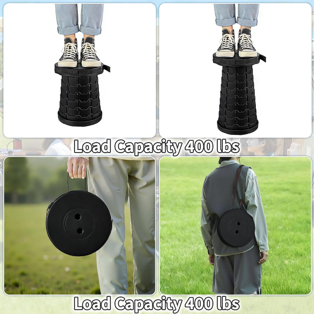 VECELO Telescoping Folding Stool, Upgraded Portable Collapsible Retractable S...