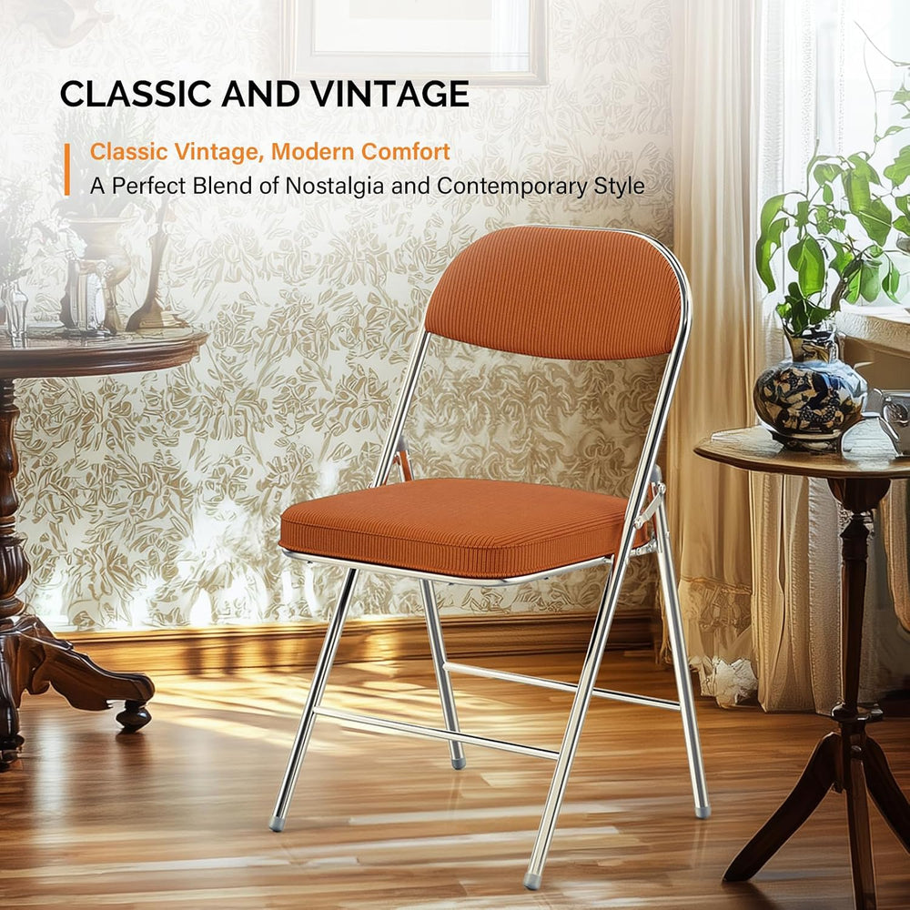 VINGLI Folding Chairs with Padded Seat & Backrest, Metal Frame, Durable C...