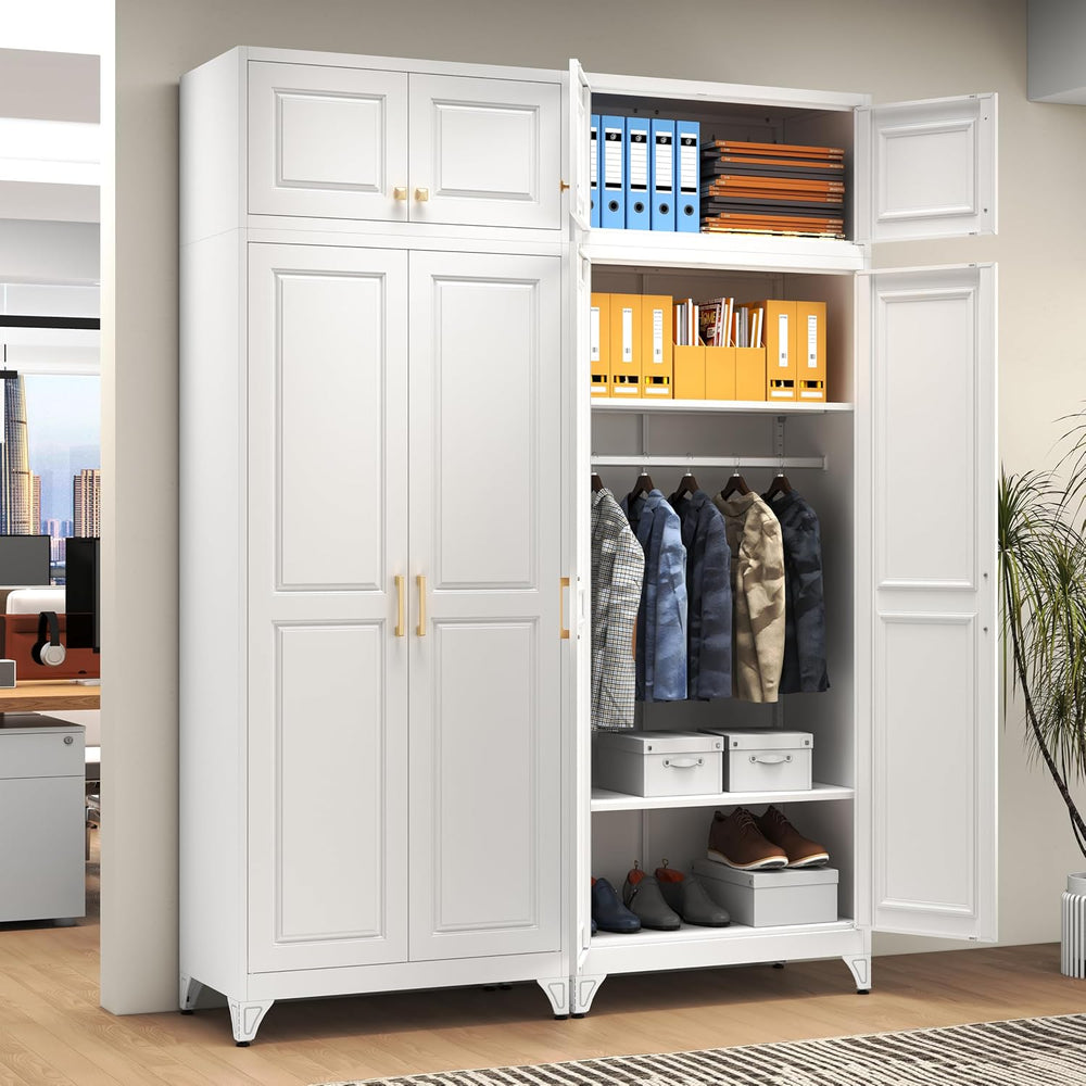 Polup 15" High White Metal Wall Cabinet, Overhead Closet Storage Unit