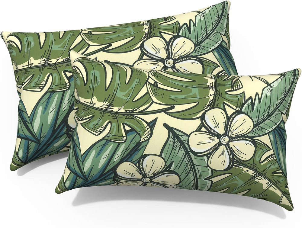 Outdoor Lumbar Pillows 12x20 Inch, Water Repellent Cushion Pillows, Outdoor P...