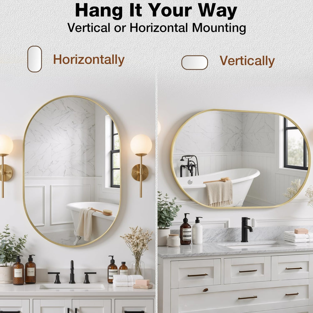 20"x30" Brushed Gold Oval Bathroom Mirror for Over Sink, Vanity Mirror