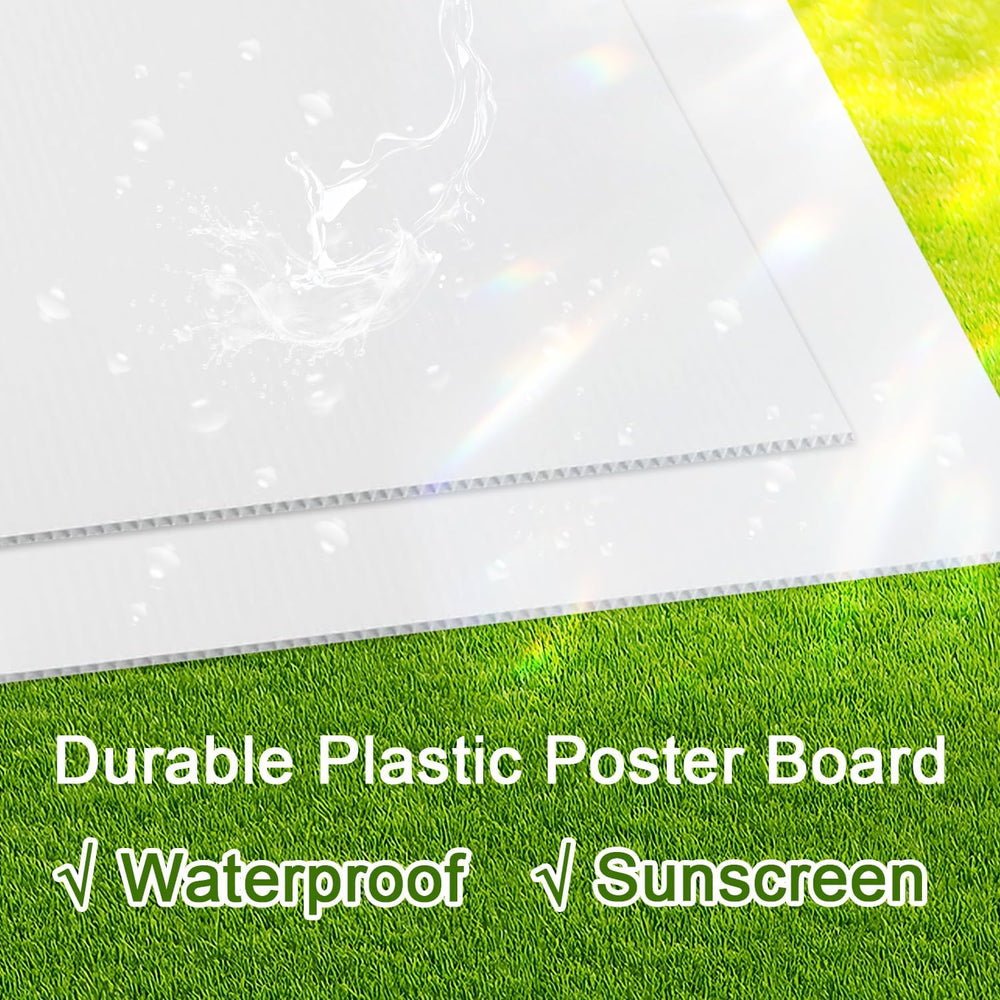 Corrugated Plastic Board 24" x 36", 5 Pack White Plastic Poster Boa...