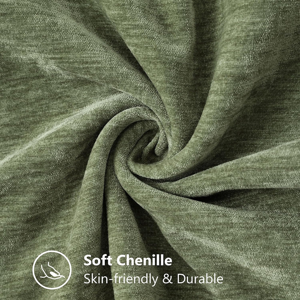 decorUhome Soft Chenille Throw Pillow Covers 26x26 Set of 2 Olive Green