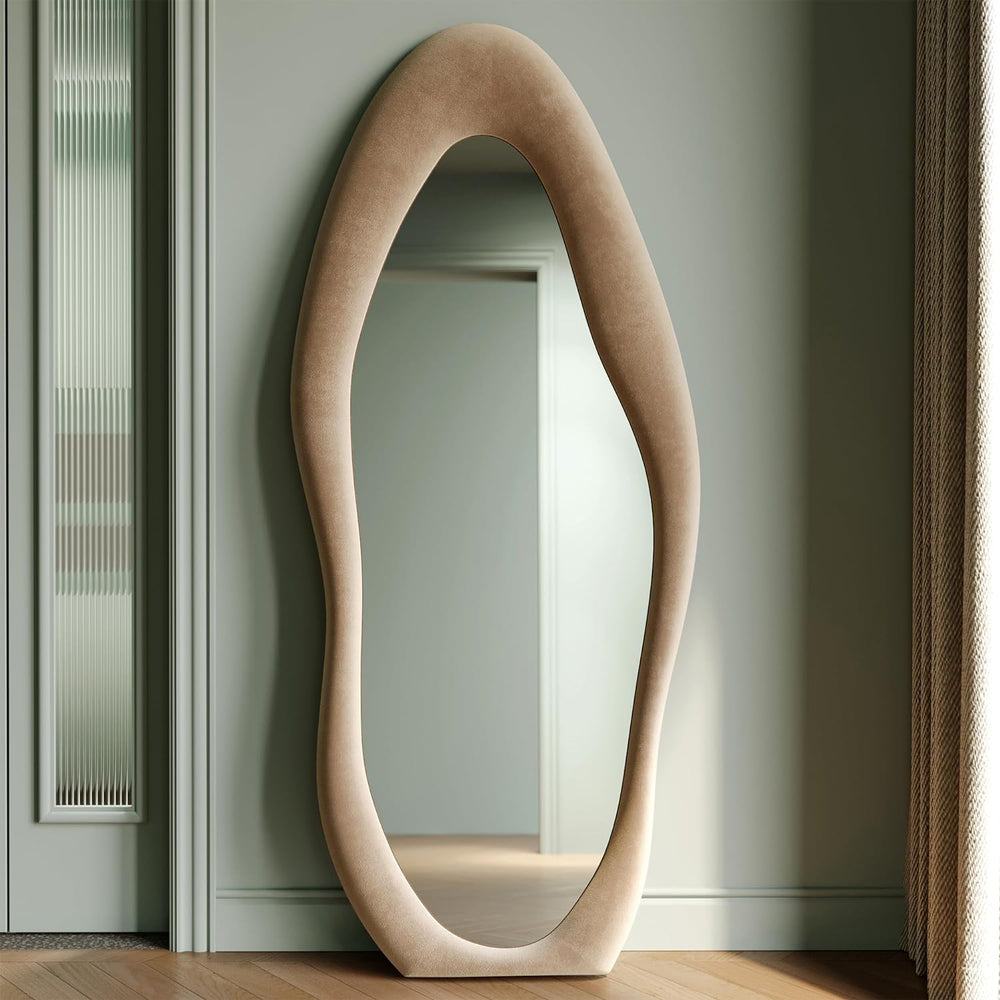 Honyee Full Length Mirror, 63" x 24" Wall Mirror, Flannel Wrapped W...
